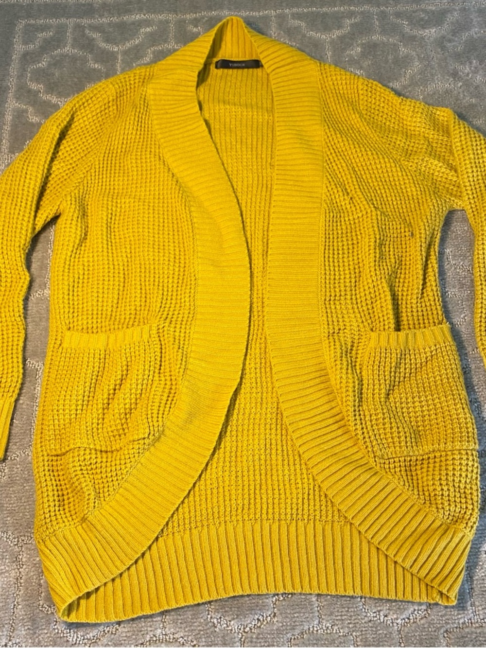 YIBOCK Mustard Yellow Chunky Knit Cardigan Pockets Cozy‎ Size M